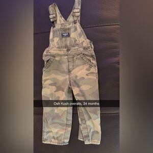 Oshkosh 24 month camo overalls.